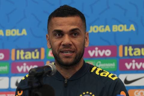 Fußball, Copa America, Nationalteam Brasilien Pressekonferenz Training of the Brazilian Team in Salvador SALVADOR, BA - 16.06.2019: TRAINING OF THE BRAZILIAN TEAM IN SALVADOR - Daniel Alves, player of the Brazilian national team, Nationalteam and PSG, at a press conference, PK, Pressekonferenz at the Hotel Deville in Salvador, Bahia, Brazil. (Photo: Tiago Caldas Fotoarena) x1748553x  TiagoxCaldas
