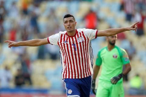 Paraguay s Óscar Cardozo celebrates after scoring a goal during the Copa America 2019 Group B soccer match between Paraguay and Qatar, at Maracana Stadium in Rio de Janeiro, Brazil, 16 June 2019. Paraguay vs. Qatar !ACHTUNG: NUR REDAKTIONELLE NUTZUNG!  Copyright: xAntonioxLacerdax SCA0423 20190616-636963164945866217
