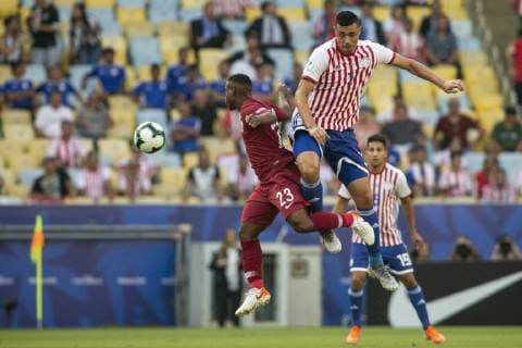 Paraguay vs Qatar RIO DE JANEIRO, RJ - 16.06.2019: PARAGUAY VS QATAR - So Madibo (Meia) and O. Cardozo (Striker) during match between Paraguay and Qatar, valid for the group phase of Copa América 2019, held this Sunday (16) at the Maracanã Stadium in Rio de Janeiro, RJ. (Photo: Celso Pupo Fotoarena) x1748626x  CelsoxPupo