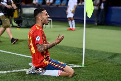 Dani Ceballos of Spain celebrates after scoring the goal of 0-1 Bologna 16-06-2019 Stadio Renato Dall Ara Football UEFA Under 21 Championship Italy 2019 Group Stage - Final Tournament Group A Italy - Spain Photo Andrea Staccioli Insidefoto andreaxstaccioli