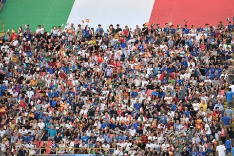 Italy fans cheer on Bologna 16-06-2019 Stadio Renato Dall Ara Football UEFA Under 21 Championship Italy 2019 Group Stage - Final Tournament Group A Italy - Spain Photo Andrea Staccioli Insidefoto andreaxstaccioli