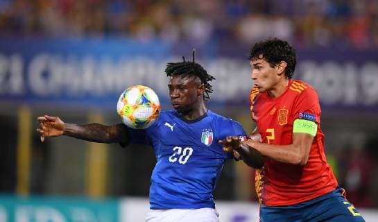 FOOTBALL UEFA U21 EUROPEAN CHAMPIONSHIP 2019 in Italy Italy Spain 16 06 2019 Moise Kean li, Italy v. Jesus Vallejo re, Spain