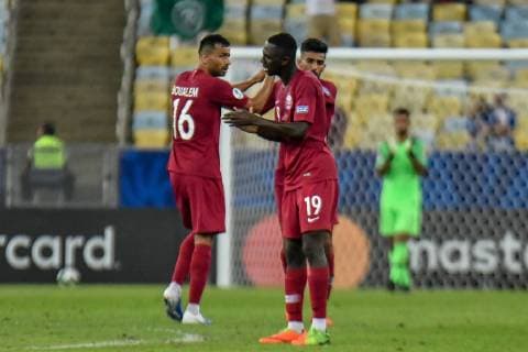 Paraguay vs Qatar RIO DE JANEIRO, RJ - 16.06.2019: PARAGUAY VS QATAR - Al-Moez Abdulla scored a goal during a match between Paraguay and Qatar, valid for the group stage of the Copa América 2019, held this Sunday (16) at the Maracanã Stadium in Rio de Janeiro, RJ. (Photo: Nayra Halm Fotoarena) x1748696x  NayraxHalm