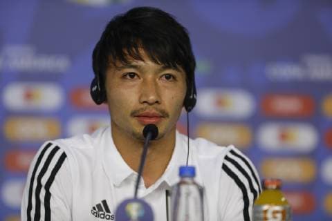 Training of the Japanese Team in São Paulo SÃO PAULO, SP - 16.06.2019: TRAINING OF THE JAPANESE TEAM IN SÃO PAULO - Player Gaku Shibasaki during a press conference, PK, Pressekonferenz before the training of the Japanese Team at the Morumbi Stadium in São Paulo, SP. (Photo: Ricardo Moreira Fotoarena) x1748708x  RicardoxMoreira