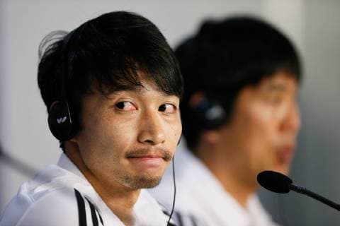 Training of the Japanese Team in São Paulo SÃO PAULO, SP - 16.06.2019: TRAINING OF THE JAPANESE TEAM IN SÃO PAULO - Japan& 39;s Gaku Shibasaki during a press conference, PK, Pressekonferenz before the training of the Japanese Team at thrumbi Stadium in São Paulo, lo, SP. The Japanese team faces tomorrow the selection of Chile for the first match of the Copa America 2019 Group C. (Photo: Marcelo Machado de Melo Fotoarena) x1748724x  MarceloxMachadoxdexMelo