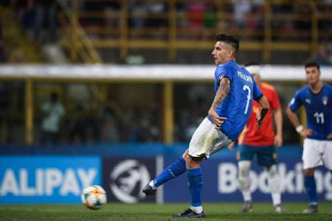 Photo Massimo Paolone LaPresse June 16, 2019 Bologna, Italy soccer Italy vs Spain - UEFA Under 21 Championship Italy 2019 - Group stage final tournament Group A - "Renata Dall Ara" stadium. In the pic: Lorenzo Pellegrini (Italia) goal 3-1  Copyright: xMassimoxPaolone LaPressex