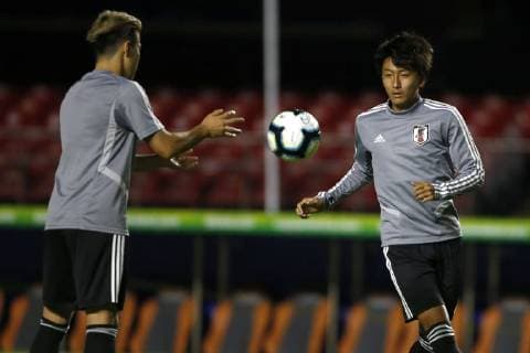 Futbol, entrenamiento de Japon en Brasil Los jugadores de la seleccion japonesa son fotografiados durante el entrenamiento realizado en el estadio Morumbi de San Pablo, Brasil. 16 06 2019 Andres Pina Photosport Football, Japan training session Japanese national team, Nationalteam players are pictured during the training session held at the Morumbi stadium in Sao Paulo, Brazil. 16 06 2019 Andres Pina Photosport Entrenamiento de Japon en San Pablo 