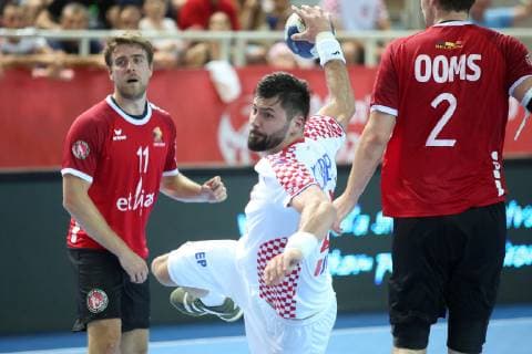 Handball qualifications - Porec, Croatia 16.06.2019., Porec, Croatia - 2020 European Men s Handball Championship qualification match between Croatia and Belgium. Tin Kontrec  NelxPavletic PIXSELL