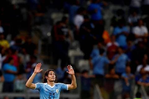 Uruguayan Edinson Cavani celebrates after scoring the 2-0 lead during the Copa America 2019 Group C soccer match between Uruguay and Ecuador, at Mineirao Stadium in Bello Horizonte, Brazil, 16 June 2019. Uruguay vs. Ecuador !ACHTUNG: NUR REDAKTIONELLE NUTZUNG!  Copyright: xYurixEdmundox SCA0551 20190617-636963291262589791
