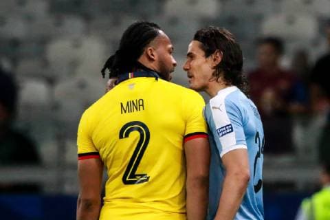 Uruguay vs Ecuador BELO HORIZONTE, MG - 16.06.2019: URUGUAY VS ECUADOR - Mina, from Ecuador, and Cavani, from Uruguay, during a match between Uruguay and Ecuador, valid for the group stage of the Copa América 2019, held this Sunday (16) at the Mineirão Stadium in Belo Horizonte, MG. (Photo: Dudu Macedo Fotoarena) x1748901x  DuduxMacedo