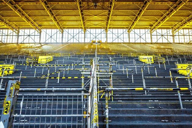 DEU, Germany, North Rhine-Westphalia, Dortmund, 21 04 2019 Signal Iduna Park until 2005 Westfalenstadion , since 1974 venue of Borussia Dortmund Ballspielverein Borussia 09 e V Dortmund, BVB, BVB 09 Under the motto celebration in the SIGNAL IDUNA PARK Your very personal Easter with a stadium tour could be visited on the holidays the stadium is venue at the 37 Protestant Church Day
