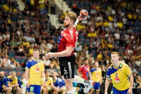 STOCKHOLM 20190616 Austrian Fabian Posch with the ball during Sundays handball match in EHF Euro Cup between Sweden and Austria on Hovet STOCKHOLM SWEDEN x10070x,  Copyright: xJessicaxGow TTx EURO CUP SVERIGE-ÖSTERRIKE