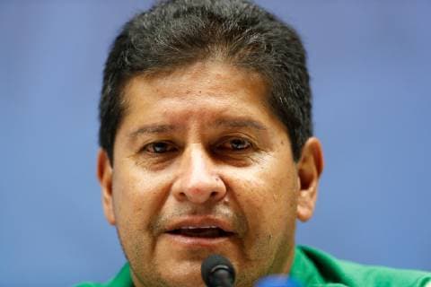 Fußball, Copa America, Nationalteam Bolivien Pressekonferenz Bolivia s national soccer team Coach Eduardo Villegas speaks during team press conference, PK, Pressekonferenz marking the Copa America tournament at Maracana stadium in Rio de Janeiro, Brazil, 17 June 2019. Bolivia will face Peru on 18 June. Press conference of Bolivia s national soccer team !ACHTUNG: NUR REDAKTIONELLE NUTZUNG!  Copyright: xAntonioxLacerdax GR1008 20190618-636964185465320817