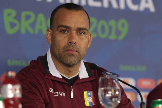Collective of the team of Venezuela SALVADOR, BA - 17.06.2019: COLLECTIVE OF THE TEAM OF VENEZUELA - Rafael Dudamel, coach of the Selecao of Venezuela, during a press conference, PK, Pressekonferenz at the Arena Fonte Nova, in Salvador, Bahia, Brazil. (Photo: Tiago Caldas Fotoarena) x1749369x  TiagoxCaldas
