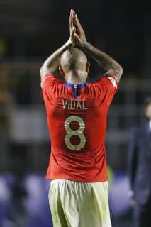 Fußball, Copa America, Japan - Chile Futbol, Japon vs Chile Copa America 2019 El jugador de la seleccion chilena Arturo Vidal, deja la cancha durante el partido contra Japon por el grupo C de la Copa America disputado en el estadio Morumbi de San Pablo, Brasil. 17 06 2019 Andres Pina Photosport Football, Japan vs Chile Copa America Championship 2019 Chile s player Arturo Vidal,leaves the pitch during the group C match of the Copa America Championship against Japan at the Morumbi stadium in Sao Paulo, Brazil. 17 06 2019 Andres Pina Photosport Japon vs Chile, Copa America 2019 