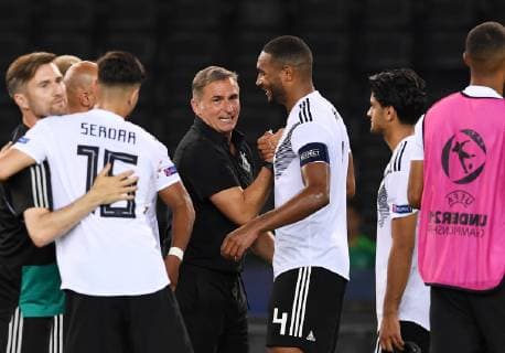 FOOTBALL UEFA U21 EUROPEAN CHAMPIONSHIP 2019 in Italy Germany Denmark 17 06 2019 Final Jubilee Germany Shake Hands, Coach Stefan Kuntz Mitte and Jonathan Tah re