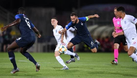 FOOTBALL UEFA U21 EUROPEAN CHAMPIONSHIP 2019 in Italy England France 18 06 2019 Phil Foden middle left, England against Lucas Tousart re, France