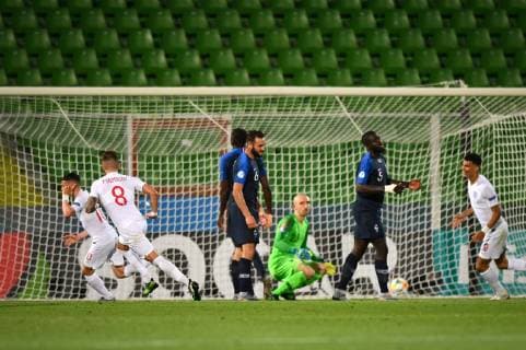 Photo Massimo Paolone LaPresse June 18, 2019 Cesena, Italy soccer England vs France - UEFA Under 21 Championship Italy 2019 - Group stage final tournament Group C - "Dino Manuzzi" stadium. In the pic: Phil Foden (Inghilterra) celebrates after scoring goal 1-0  Copyright: xMassimoxPaolone LaPressex