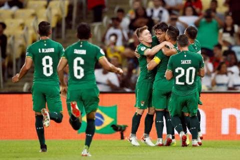 Marcelo Martins (C) of Bolivia celebrates after scoring with teammates during the Copa America 2019 Group A soccer match between Bolivia and Peru, at Maracana Stadium in Rio de Janeiro, Brazil, 18 June 2019. Bolivia vs. Peru !ACHTUNG: NUR REDAKTIONELLE NUTZUNG!  Copyright: xAntonioxLacerdax SCA0853 20190619-636964994517199401