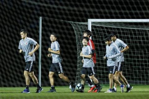 Players of the Japan national soccer team participate in a team s training session as part of their preparation to face Uruguay on the second day of the group stage of the Copa América of Brazil 2019, at the stadium Arena of Gremio in Porto Alegre, Brazil, 18 June 2019. EFE Jose Mendez Training session of Japan national soccer team !ACHTUNG: NUR REDAKTIONELLE NUTZUNG!  Copyright: xJoséxMéndezx COPAME882 20190619-636965103399961124