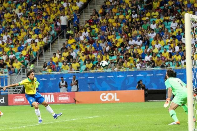 June 18, 2019 - Salvador, BAHIA, BRASIL - Brazil and Venezuela hold a match valid for the first phase of Copa America Brasil 2019, on tuesday night (18), at the Jornalista Arena Fonte Nova Stadium in Salvador- BAFoto: oÅ nio LuoÂ­s De Oliveira Santos BRAZIL X VENEZUELA - ZUMAa187 20190618_zsa_a187_149 Copyright: xNioxLuoÂ­SxDexOliveiraxSantx