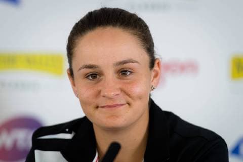 June 19, 2019 - Birmingham, GREAT BRITAIN - Ashleigh Barty of Australia talks to the media after winning her first-round match at the 2019 Nature Valley Classic WTA, Tennis Damen Premier tennis tournament Nature Valley Classic 2019, Tennis, Birmingham, Great Britain - June 19 - ZUMAa181 20190619_zaa_a181_064 Copyright: xAFP7x