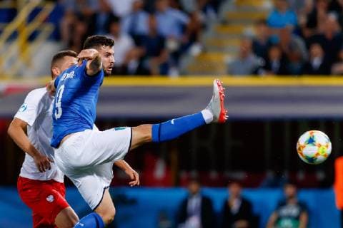 Bologna, Italy, 19 06 2019, UEFA U 21 European Championship Italy 2019, Group Phase, Group A, Italy Poland, Patrick Cutrone ITA in action Defodi 01048 182596 Defodi-048