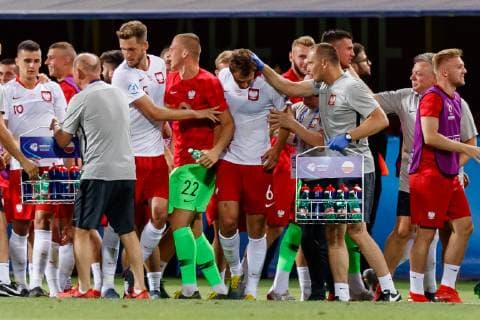 Bologna, Italy, 19 06 2019, UEFA U 21 European Championship Italy 2019, Group stage, Group A, Italy Poland, cheer, goal celebration for Krystian Bielik POL after the goal to 0 1 Defodi 01048 182614 Defodi-048