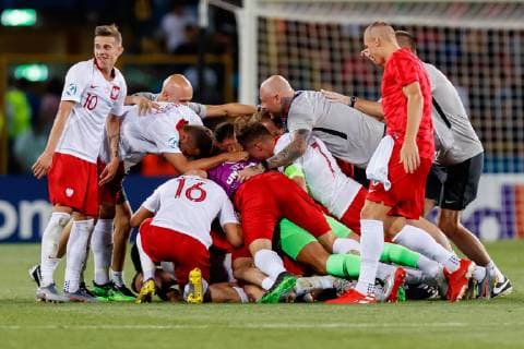 Bologna, Italy, 19 06 2019, UEFA U 21 European Championship Italy 2019, Group Phase, Group A, Italy Poland, Poland final cheers Defodi 01048 182628 Defodi-048