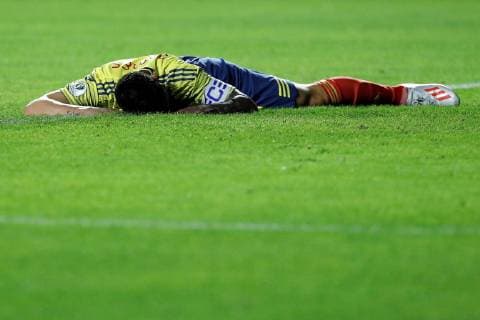 Sport Bilder des Tages Colombian James Rodriguez remains on the grass during the Copa America 2019 Group B soccer match between Colombia and Qatar, at Morumbi Stadium in Sao Paulo, Brazil, 19 June 2019. Colombia vs. Qatar !ACHTUNG: NUR REDAKTIONELLE NUTZUNG!  Copyright: xPauloxWhitakerx SCA1032 20190619-636965849851489450
