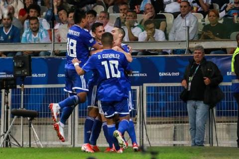 Argentina vs Paraguay BELO HORIZONTE, MG - 19.06.2019: ARGENTINA VS PARAGUAY - Richard Sanchez scored the first goal of Paraguay during a match between Argentina and Paraguay, valid for the group stage of the 2019 Copa América, held this Wednesday (19) at the Estádio do Mineirão in Belo Horizonte, MG. (Photo: Dudu Macedo Fotoarena) x1750300x  DuduxMacedo