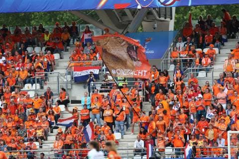 REIMS, 20-06-2019 ,Stade Auguste-Delaune, World Championship, WM, Weltmeisterschaft 2019 , Nederland - Canada Women , fans of the Netherlands during the match Nederland - Canada Women Nederland - Canada Women  x3721712x Copyright: