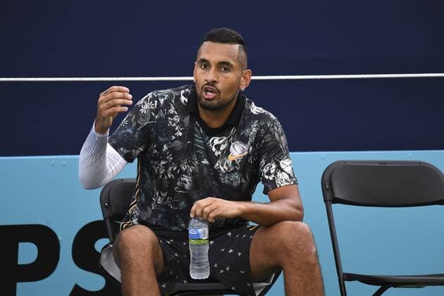June 20, 2019 - London, United Kingdom - Nick Kyrgios of Australia is pictured in action during day four of ATP, Tennis Herren Fever-Tree Championships tennis tournament at Queen s Club in west London on June 19, 2019. Fever-Tree Championships - Day Four  - ZUMAn230 20190620_zaa_n230_155 Copyright: xAlbertoxPezzalix