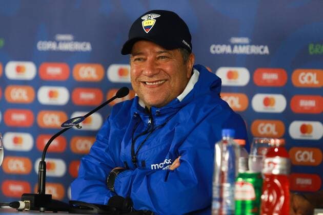 Coletiva Selecao Equador SALVADOR, BA - 20.06.2019: COLETIVA SELEcaO EQUADOR - Hernán Darío Gómez, Ecuador coach, during a press conference, PK, Pressekonferenz at the Fonte Nova Arena in Salvador, Bahia, Brazil. (Photo: Tiago Caldas Fotoarena) x1750659x  TiagoxCaldas