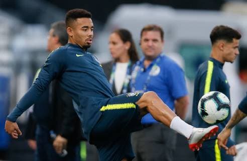 Training of the Brazilian Team in São Paul SÃO PAULO, SP - 21.06.2019: TRAINING OF THE BRAZILIAN TEAM IN SÃO PAUL - Gabriel jesus do Brasil during training of the Brazilian national team, Nationalteam at the Corinthians Arena located in the Itaquera neighborhood, east of São Paulo, SP. The Brazilian team faces tomorrow, the selection of Peru for the last round of Group A of the Copa América 2019. (Photo: Marcelo Machado de Melo Fotoarena) x1750988x  MarceloxMachadoxdexMelo