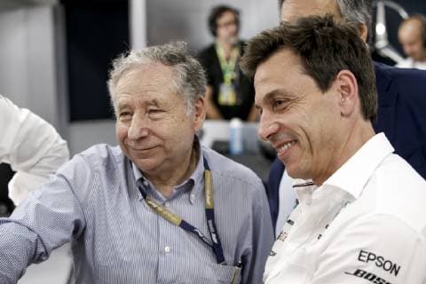 Motorsports: FIA Formula One World Championship, WM, Weltmeisterschaft 2019, Grand Prix of France, Jean Todt (FRA, FIA President), Toto Wolff (AUT, Mercedes AMG Petronas Motorsport), Le Castellet France