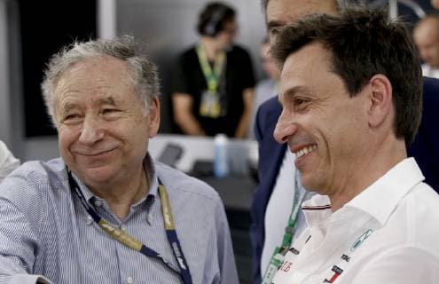 Motorsports: FIA Formula One World Championship, WM, Weltmeisterschaft 2019, Grand Prix of France, Jean Todt (FRA, FIA President), Toto Wolff (AUT, Mercedes AMG Petronas Motorsport), Le Castellet France