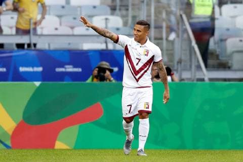 Venezuela s national soccer team player Machis jubilates a goal during the Copa America 2019 Group A soccer match between Bolivia and Venezuela, at the Mineirao Stadium, in Bello Horizonte, Brazil, 22 June 2019. Bolivia vs. Venezuela !ACHTUNG: NUR REDAKTIONELLE NUTZUNG!  Copyright: xJuanxIgnacioxRoncoronix SCA1420 20190622-636968343815748468
