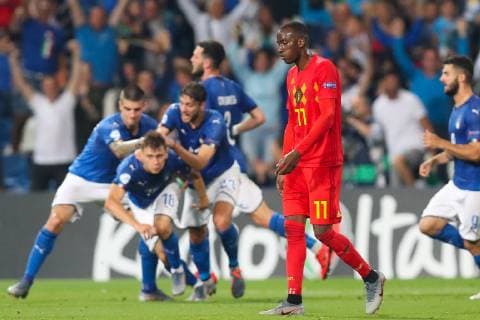Belgium s Dodi Lukebakio looks dejected during a soccer game between Belgium s national U21, U 21 team and Italy s U21 team, Saturday 22 June 2019, match 3 3 in group A at the 2019 European championships Under 21 in Reggio, Italy. BRUNOxFAHY  x05611160x