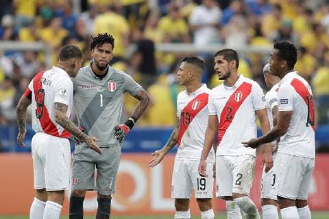 Peru s players react after a goal from Brazil during the Copa America 2019 Group A soccer match between Peru and Brazil, at Arena Corinthians Stadium in Sao Paulo, Brazil, 22 June 2019. Peru vs. Brazil !ACHTUNG: NUR REDAKTIONELLE NUTZUNG!  Copyright: xFernandoxBizerrax SCA1390 20190622-636968379212307982