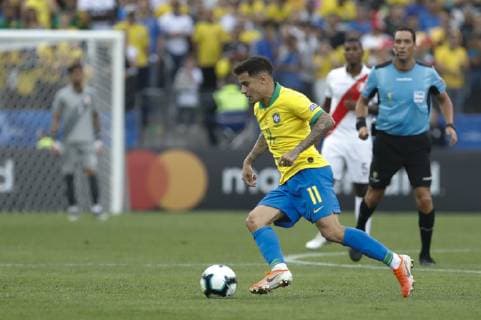 Peru vs. Brazil SÃO PAULO, SP - 22.06.2019: PERU VS. BRAZIL - Philippe Coutinho during a match between Peru and Brazil, valid for the 2019 Copa America group stage, held this Saturday (22) at the Corinthians Arena in São Paulo, SP. (Photo: Ricardo Moreira Fotoarena) x1751286x  RicardoxMoreira