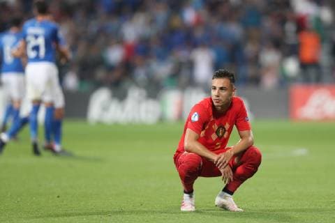 Belgium s Dion Cools looks dejected during a soccer game between Belgium s national U21, U 21 team and Italy s U21 team, Saturday 22 June 2019, match 3 3 in group A at the 2019 European championships Under 21 in Reggio, Italy. BRUNOxFAHY  x05611177x
