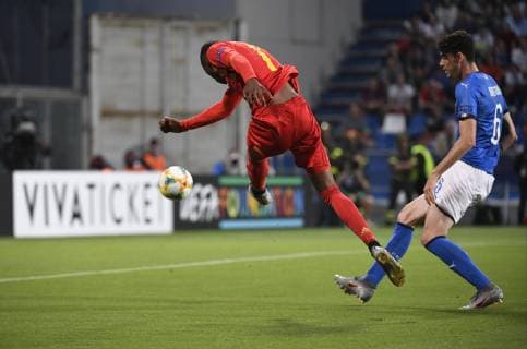 REGGIO EMILIA, ITALIA - JUNE 22: Dodi Lukebakio of Belgium pictured UEFA under 21 championship Italia 2019 group A match between Belgium and Italia in tricolore Mapei stadium i on june 22, 2019 in Reggio Emilia, Italia,22 06 2019 FOOTBALL : Belgique vs Italie - U21, U 21 - Euro - Reggio Emilia - 22 06 2019 PhotoNews Panoramic 