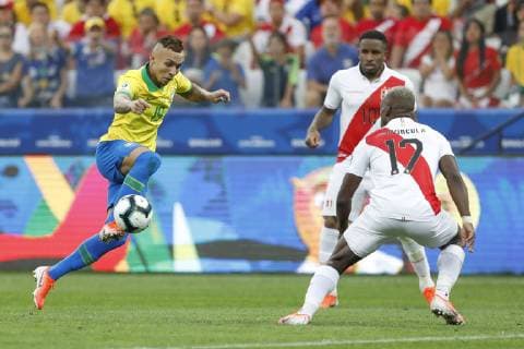 Peru vs. Brazil SÃO PAULO, SP - 22.06.2019: PERU VS. BRAZIL - Everton during a match between Peru and Brazil, valid for the 2019 Copa America group stage, held this Saturday (22) at the Corinthians Arena in São Paulo, SP. (Photo: Ricardo Moreira Fotoarena) x1751345x  RicardoxMoreira