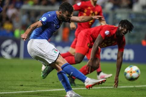 June 22, 2019 - Reggio Emilia, Reggio Emilia, Italy - Patrick Cutrone of Italy U21, U 21 during the UEFA UNDER21 Championship match between Italy and Belgium at Stadio Citt Del Tricolore on June 22, 2019 in Reggio Emilia, Italy. Belgium v Italy: Group A - 2019 UEFA U-21 Championship  - ZUMAn230 20190622_zaa_n230_883 Copyright: xEmmanuelexCiancaglinix