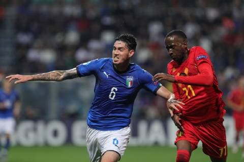 June 22, 2019 - Reggio Emilia, Reggio Emilia, Italy - Alessandro Bastoni of Italy U21, U 21 Dodi Lukebakio of Belgium U21 during the UEFA UNDER21 Championship match between Italy and Belgium at Stadio Citt Del Tricolore on June 22, 2019 in Reggio Emilia, Italy. Belgium v Italy: Group A - 2019 UEFA U-21 Championship  - ZUMAn230 20190622_zaa_n230_603 Copyright: xEmmanuelexCiancaglinix