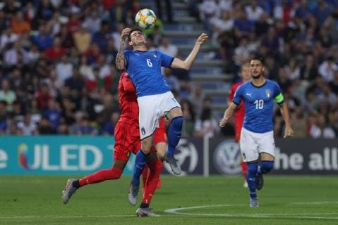 June 22, 2019 - Reggio Emilia, Reggio Emilia, Italy - Alessandro Bastoni of Italy U21, U 21 during the UEFA UNDER21 Championship match between Italy and Belgium at Stadio Citt Del Tricolore on June 22, 2019 in Reggio Emilia, Italy. Belgium v Italy: Group A - 2019 UEFA U-21 Championship  - ZUMAn230 20190622_zaa_n230_590 Copyright: xEmmanuelexCiancaglinix