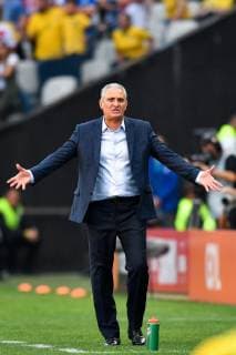 (190623) -- SAO PAULO, June 23, 2019 (Xinhua) -- Brazil s head coach Tite reacts during the Group A match between Brazil and Peru at the Copa America 2019, held in Sao Paulo, Brazil, June 22, 2019. Brazil won 5-0. (Xinhua Xin Yuewei) (SP)BRAZIL-SAO PAULO-SOCCER-COPA AMERICA 2019-BRAZIL VS PERU 