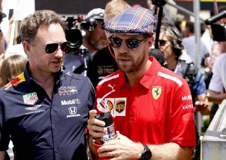 Motorsports: FIA Formula One World Championship, WM, Weltmeisterschaft 2019, Grand Prix of France, Christian Horner (GBR, Aston Martin Red Bull Racing), 5 Sebastian Vettel (GER, Scuderia Ferrari Mission Winnow), Le Castellet France
