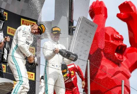 Motorsports: FIA Formula One World Championship, WM, Weltmeisterschaft 2019, Grand Prix of France, 44 Lewis Hamilton (GBR, Mercedes AMG Petronas Motorsport), 77 Valtteri Bottas (FIN, Mercedes AMG Petronas Motorsport), Le Castellet France